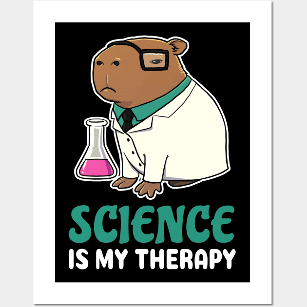 Science is my therapy cartoon Capybara Wall Art by capydays